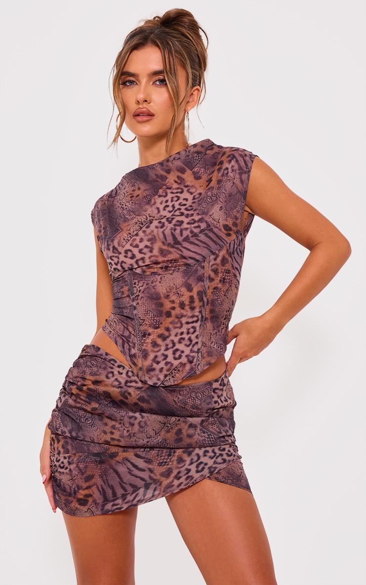 Leopard Printed Chiffon High Neck Top Product Image