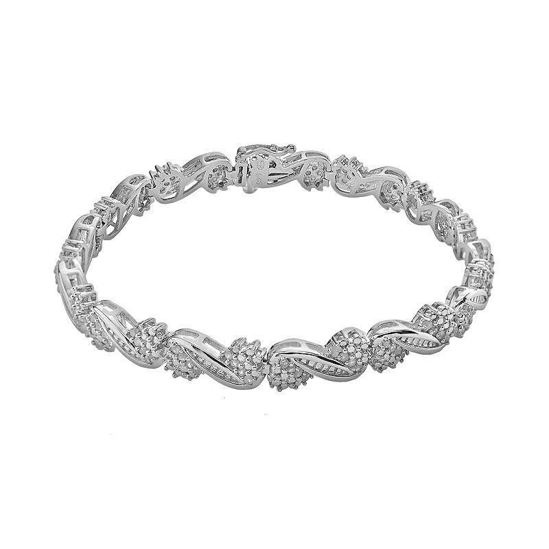 Sterling Silver 1-ct. T.W. Diamond Swirl Bracelet, Womens White Product Image