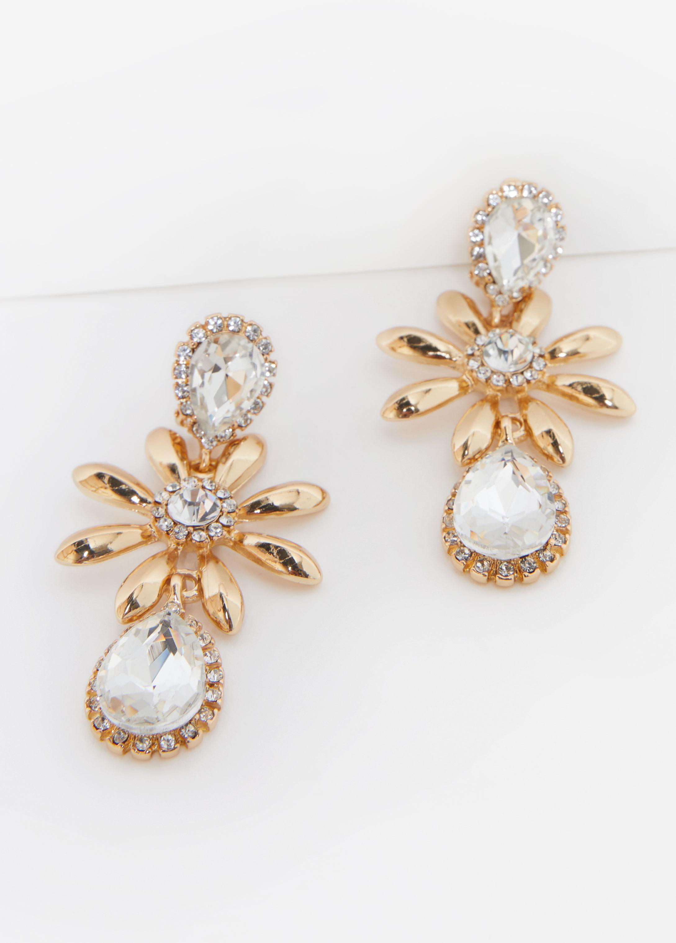 Plus Size Flower Gold Tone Clip On Earrings Ashley Stewart Product Image