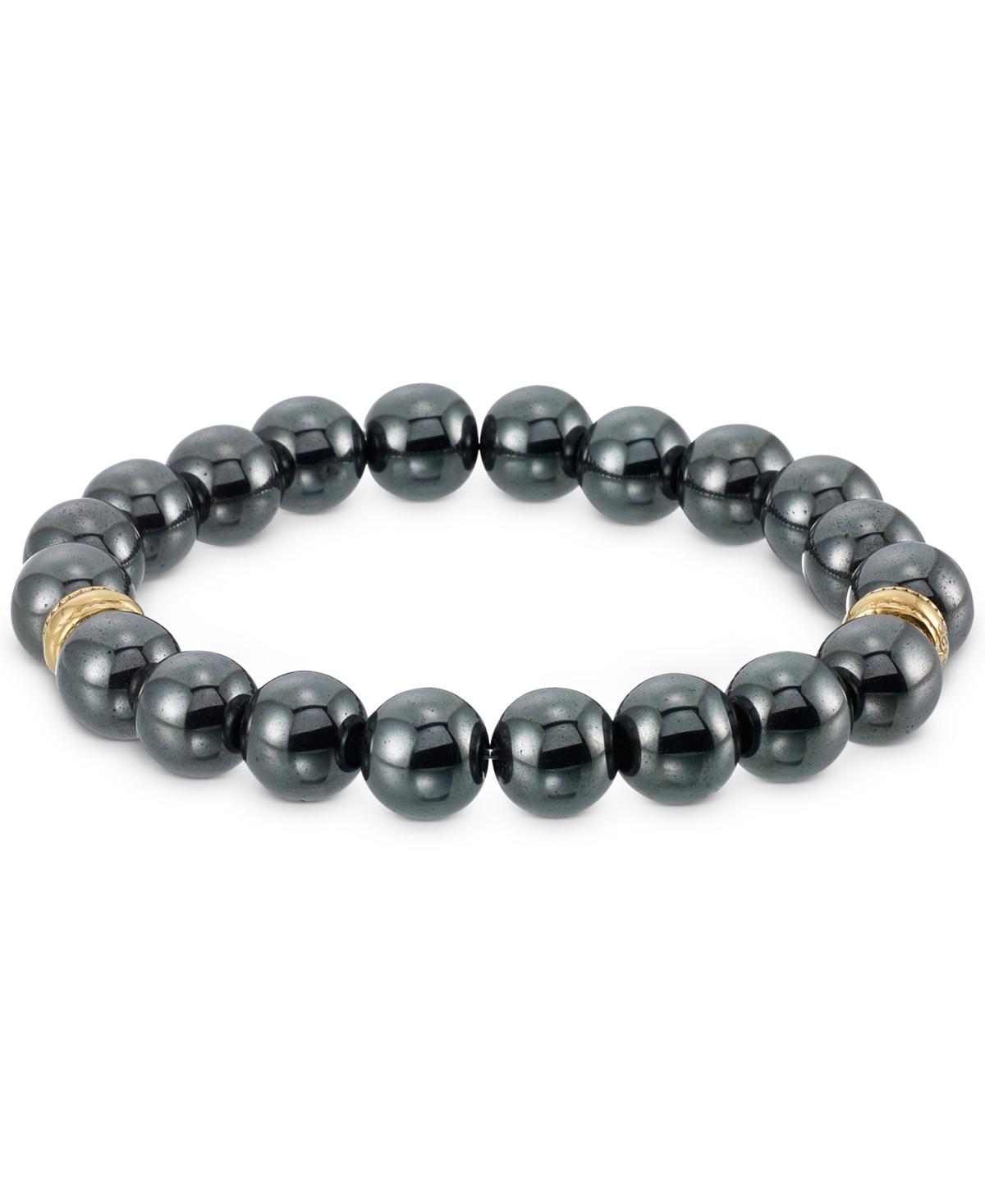 Legacy for Men by Simone I. Smith Hematite Bead Stretch Bracelet in Gold-Tone Ion-Plated Stainless Steel Product Image