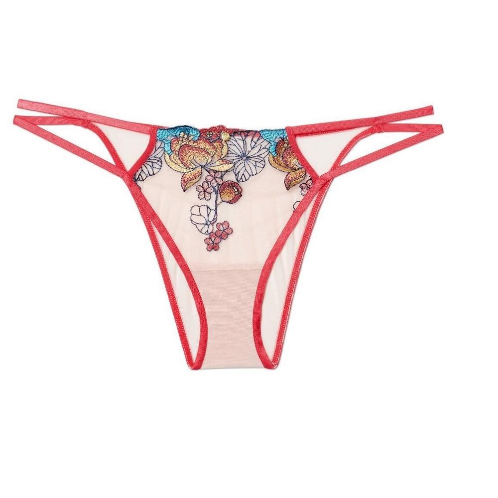 Adore Me Women's Emilie Brazilian Panty 4X / Lotus Pond Embroidery C06 Beige. Product Image