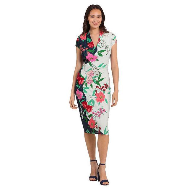 Womens London Times Gardenia Vine Cap Sleeve Sheath Dress Product Image