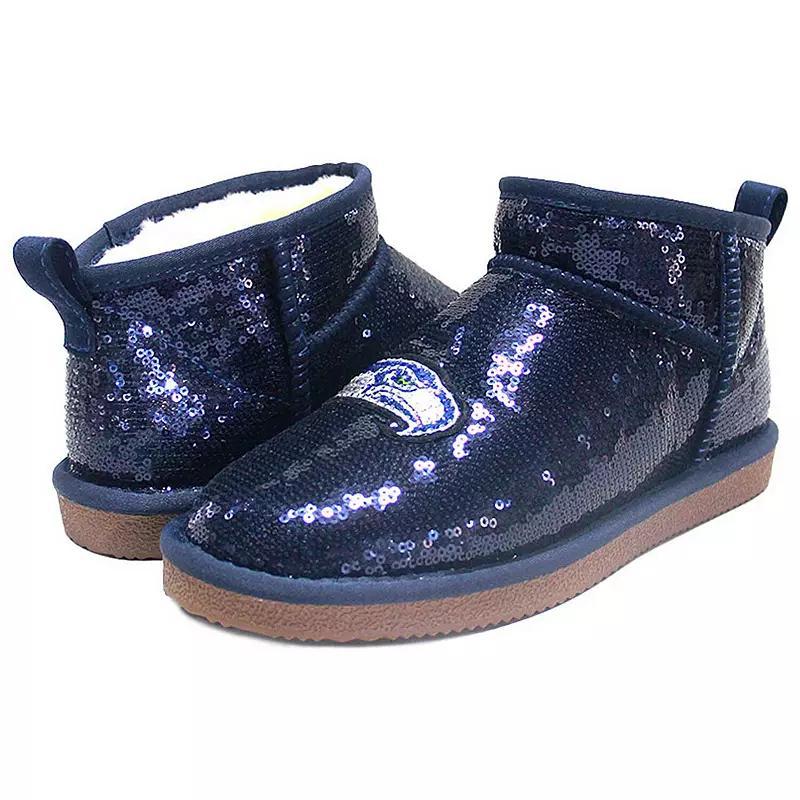 Womens Cuce Seattle Seahawks Sequin Ankle Boots Blue Product Image