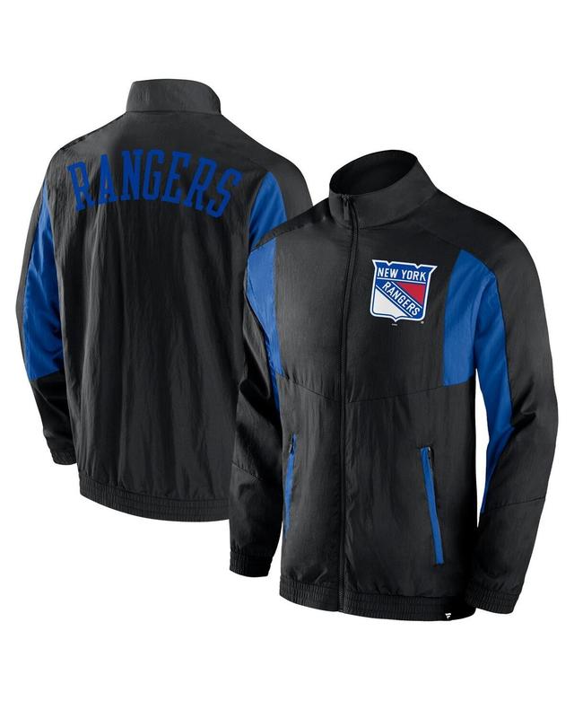 Mens Fanatics Branded Black New York Rangers Step Up Crinkle Raglan Full-Zip Windbreaker Jacket Product Image