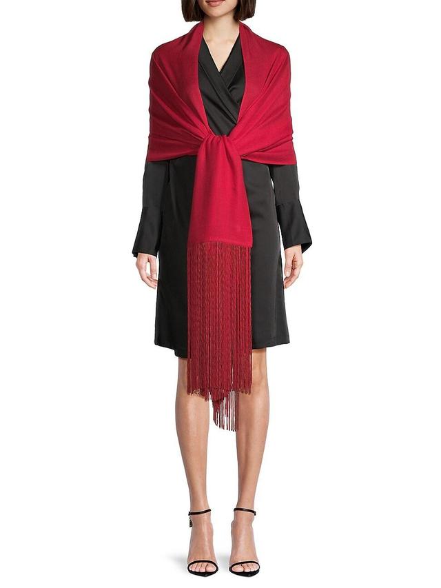 Womens Diamond-Weave Cashmere Tassel Stole Product Image