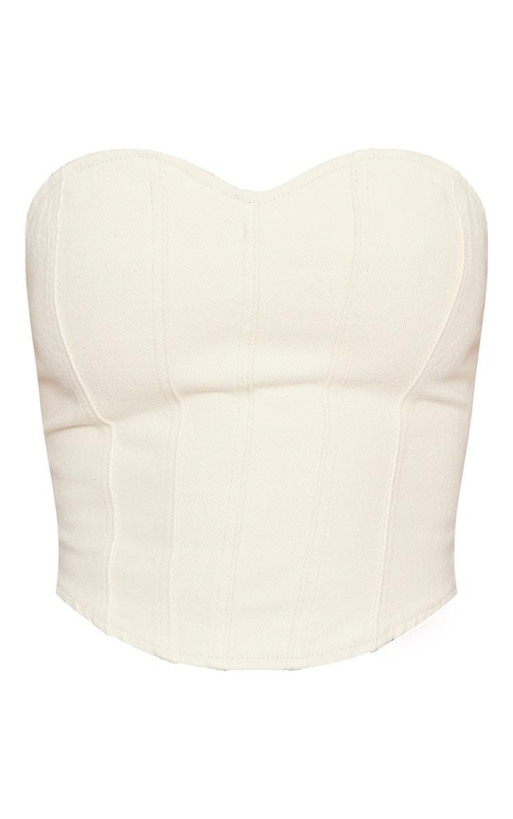 Ecru Seam Detail Denim Corset Top Product Image