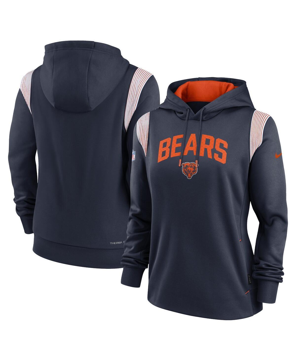 Womens Nike Navy Chicago Bears Sideline Stack Performance Pullover Hoodie Product Image