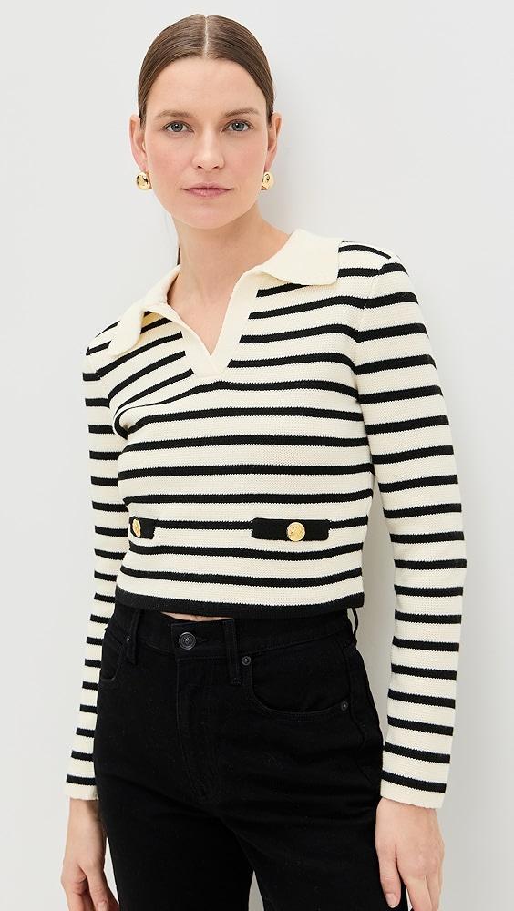 endless rose Striped Knit Collared Sweater | Shopbop Product Image