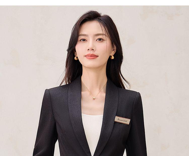 Shawl Lapel Plain Frog Closure Blazer / High Waist Flared Dress Pants / Set Product Image