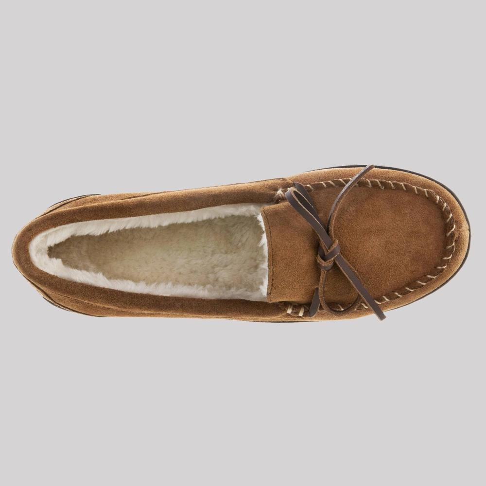 Isotoner Women's Genuine Suede Moccasin Slippers - Tan L Product Image