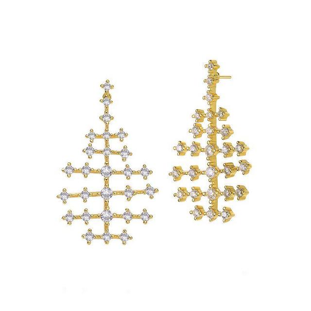 14k Gold Plated Cubic Zirconia Anchor Frame Drop Earrings, Womens, Yellow Product Image