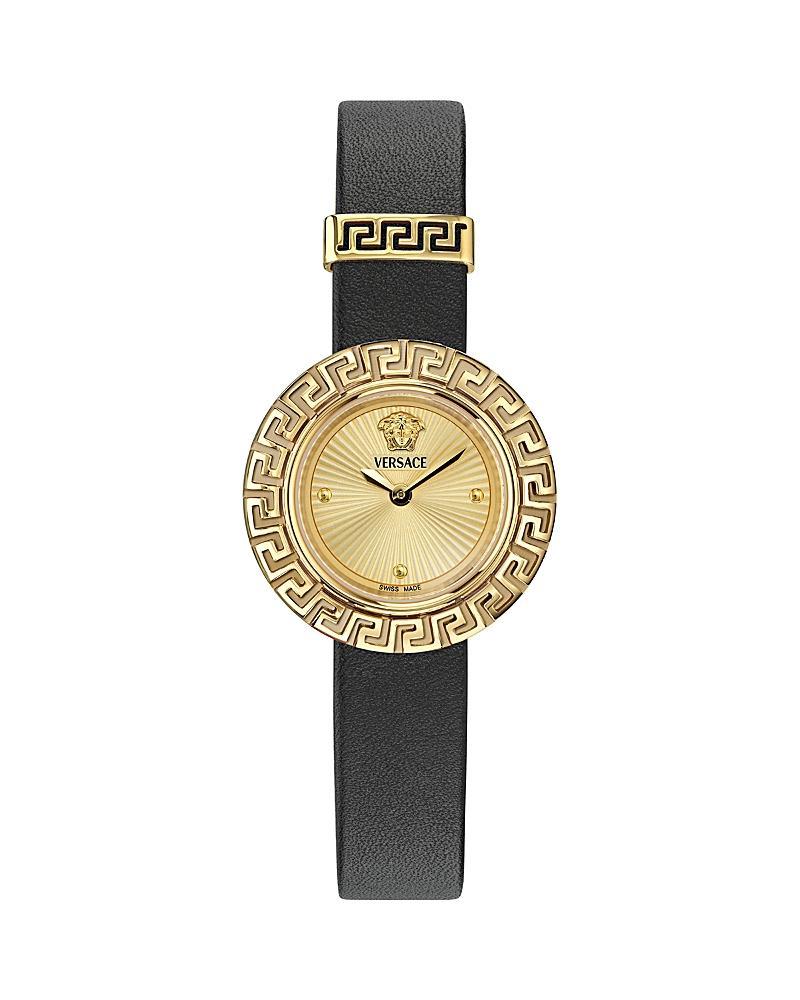 Versace Womens Swiss Black Leather Strap Watch 28mm Product Image