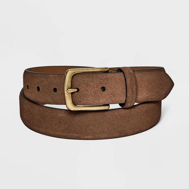 Mens Solid Adjustable Strap Belt - Goodfellow & Co Brown L Product Image