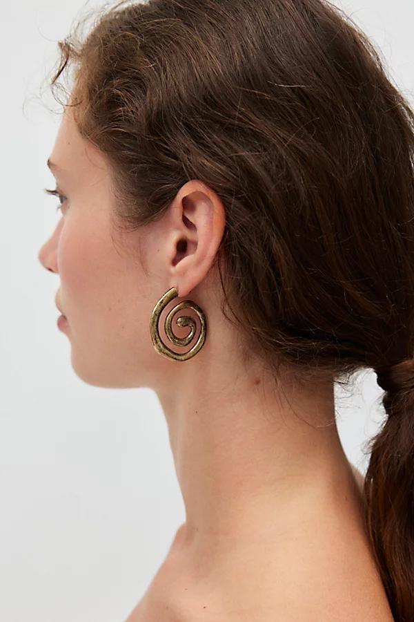 Swirly Burnished Hoop Earring Womens at Urban Outfitters Product Image