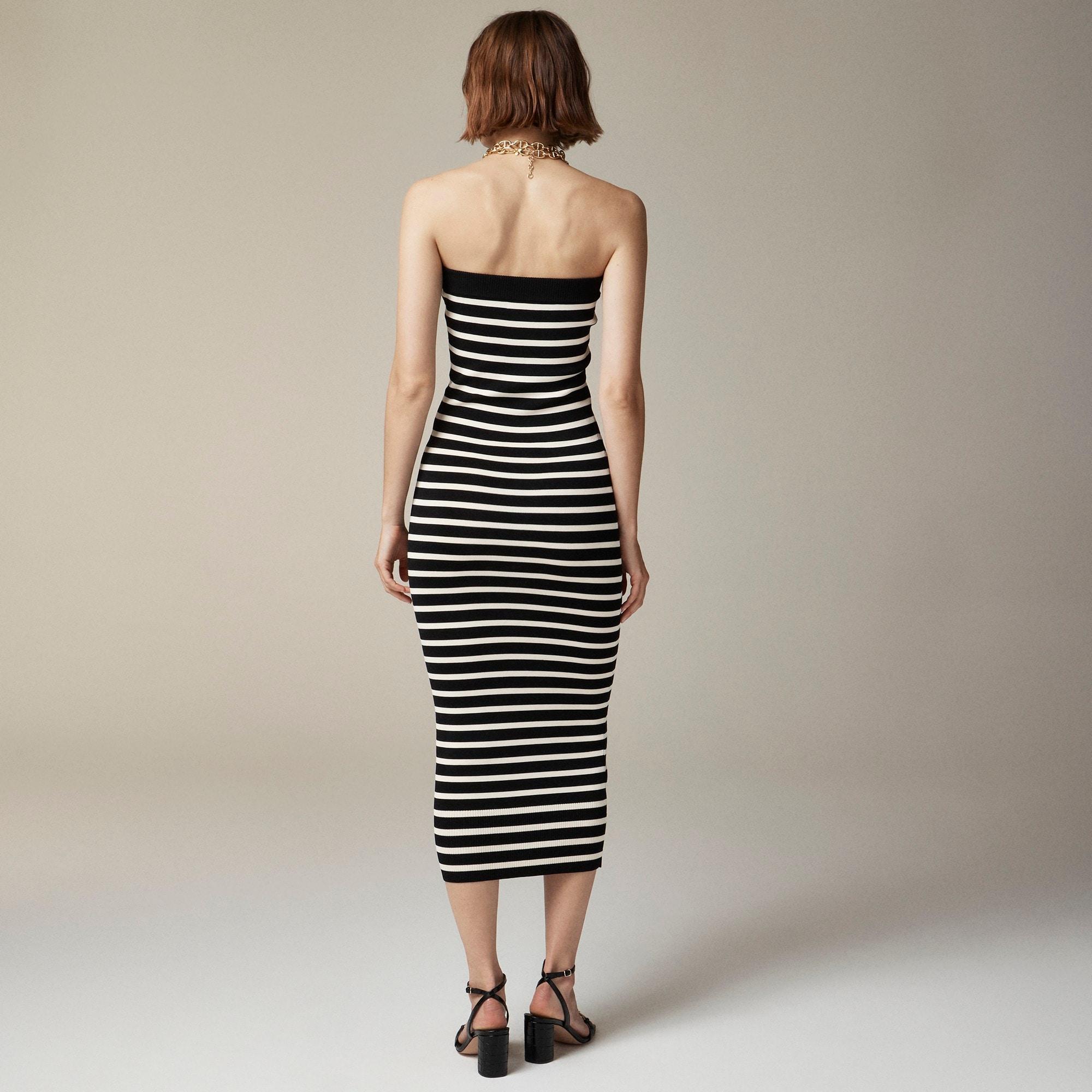 Cyan strapless sweater-dress in stripe Product Image