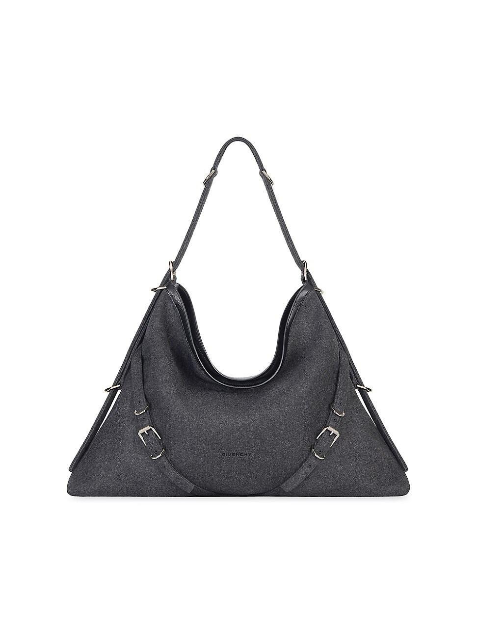 Large Voyou Shoulder Bag in Leather, Nylon, and Wool Product Image