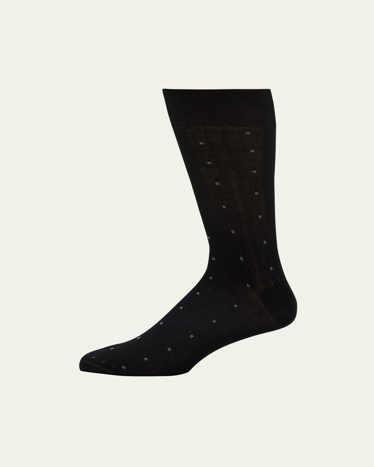 Mens Ribbed Egyptian Cotton Neat Box Crew Socks Product Image