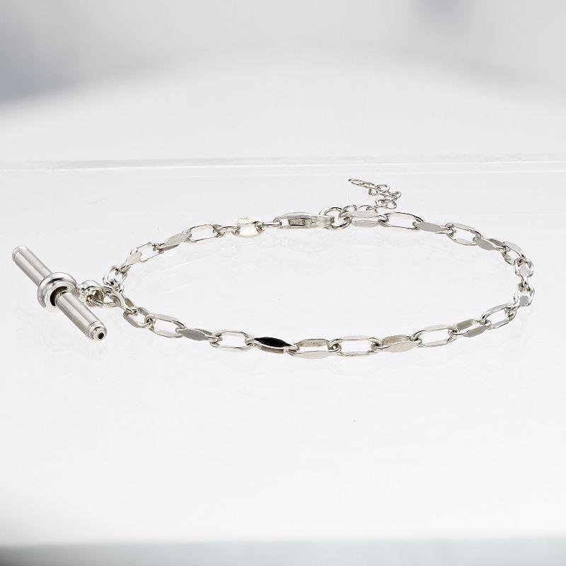 Sterling Silver Toggle Link Bracelet, Womens White Product Image