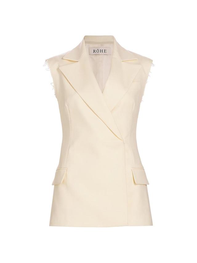 Womens Sleeveless Double-Breasted Wool Blazer Product Image