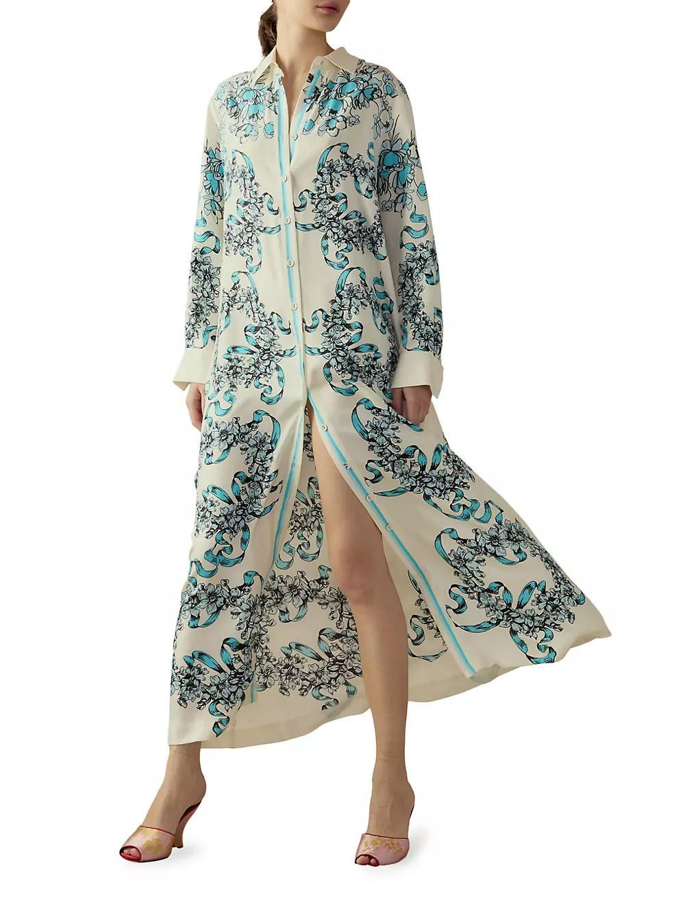 Floral Silk Shirt Dress Product Image