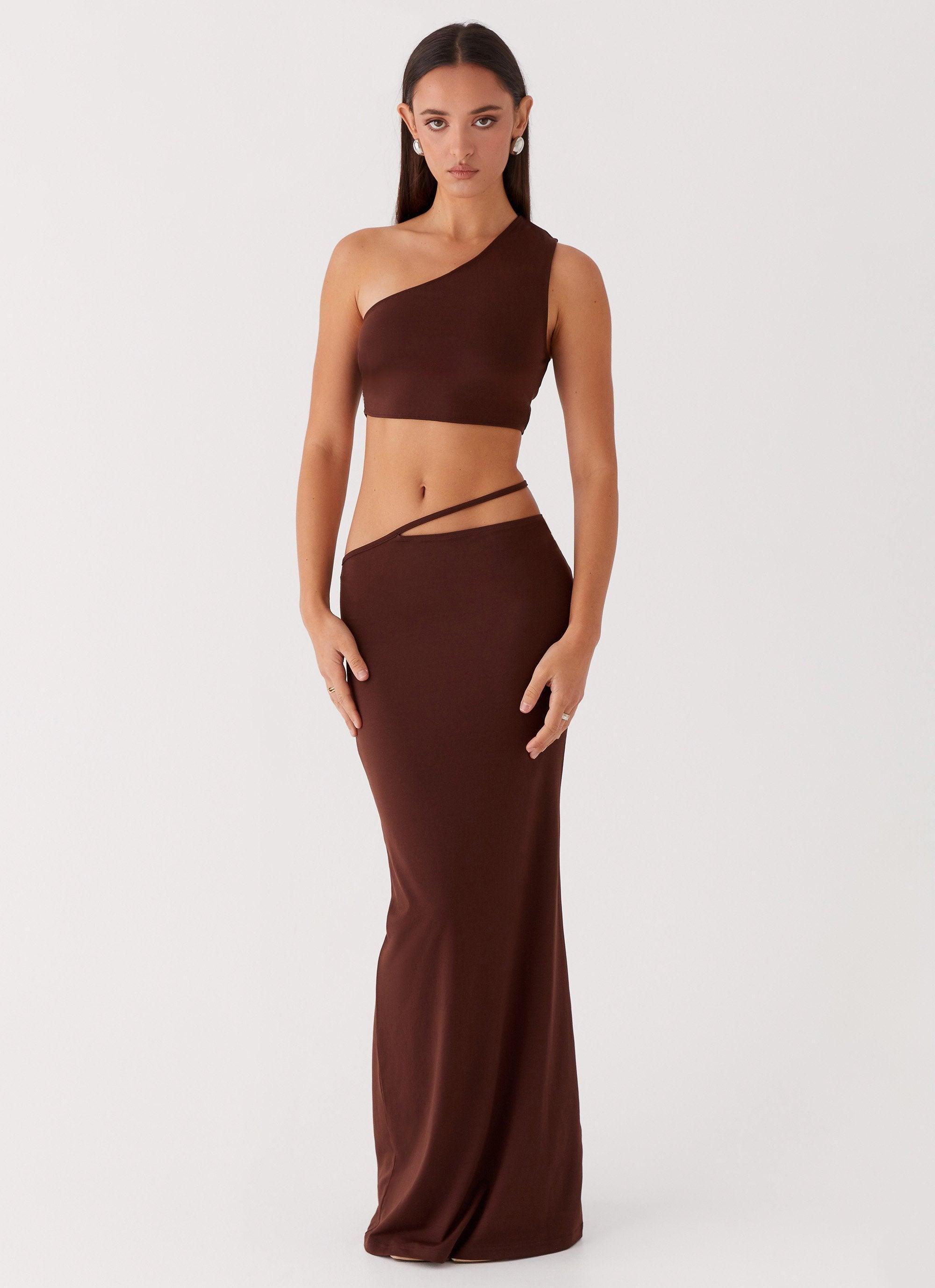 Like You Do Low Rise Maxi Skirt - Chocolate Product Image