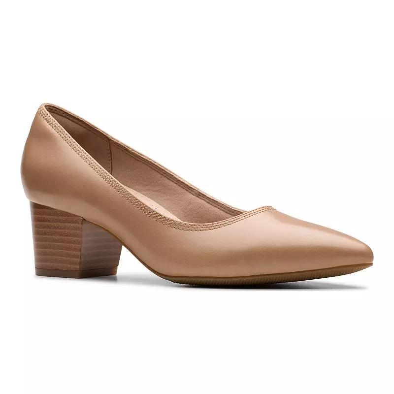 Clarks Ellanie Hope Womens Leather Block Heel Pumps Product Image