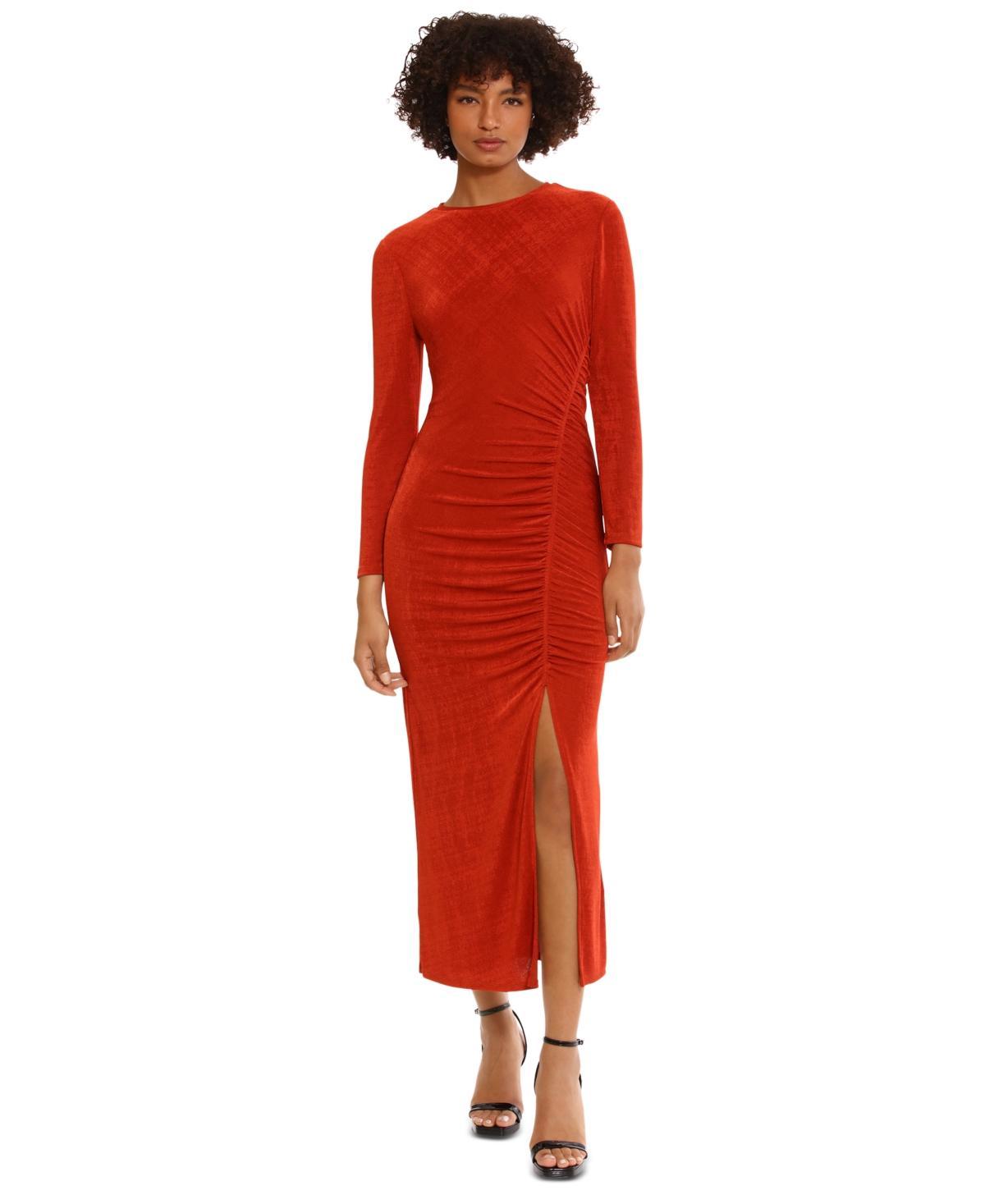 Donna Morgan Stretch Long Sleeve Ruched Dress Product Image