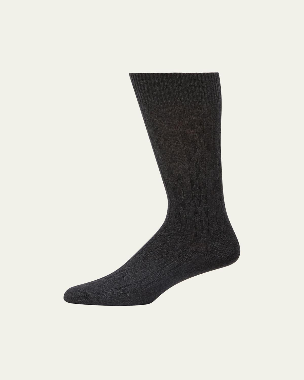 Mens Cashmere Cable Knit Mid-Calf Socks Product Image