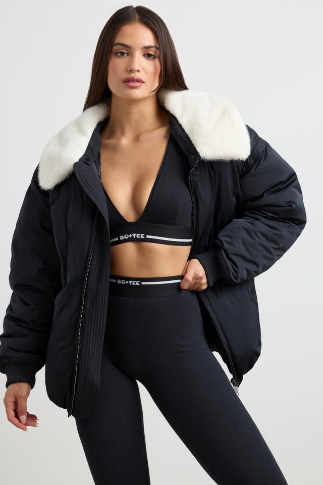 Oversized Bomber Jacket in Black Product Image