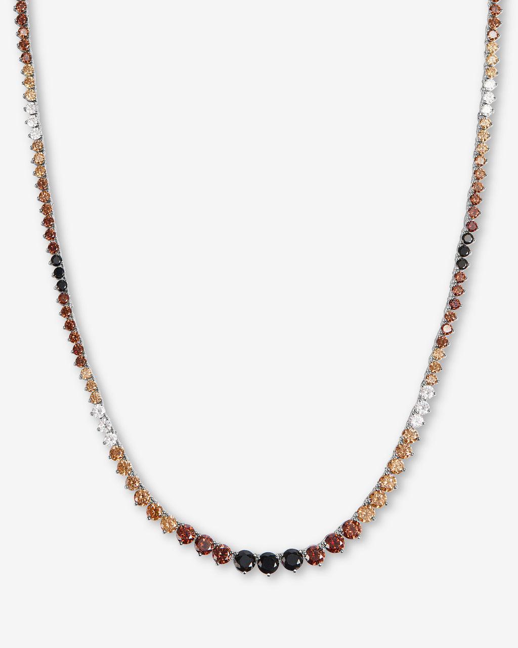 Not Your Basic Graduated Ombré Tennis Necklace 16" - Silver|Chocolate Ombré Product Image