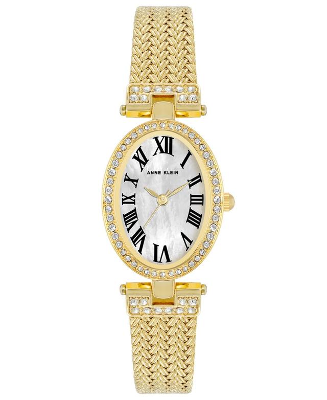 Anne Klein Womens Three-Hand Quartz Gold-Tone Stainless Steel Woven Mesh Bracelet Watch, 22mm Product Image