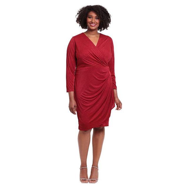 Plus Size London Times Wrap Cascade Dress, Womens Product Image