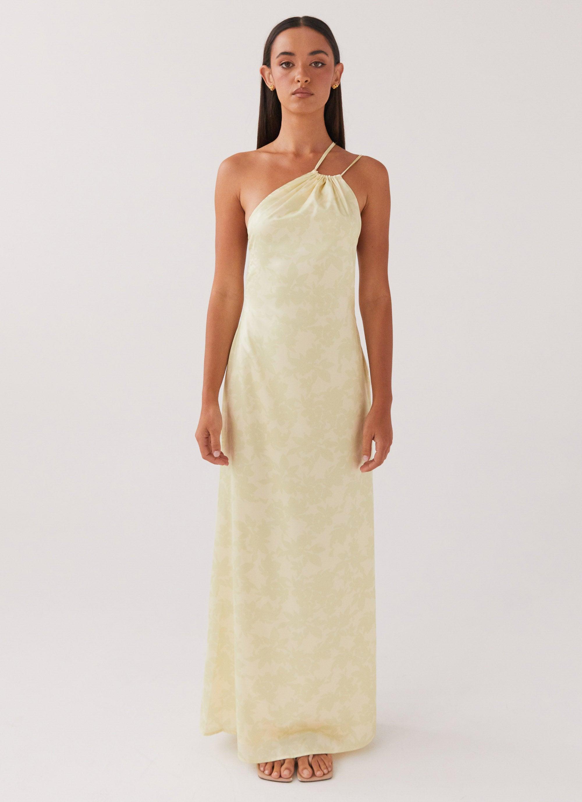 Liliana One Shoulder Maxi Dress - Yellow Floral Product Image