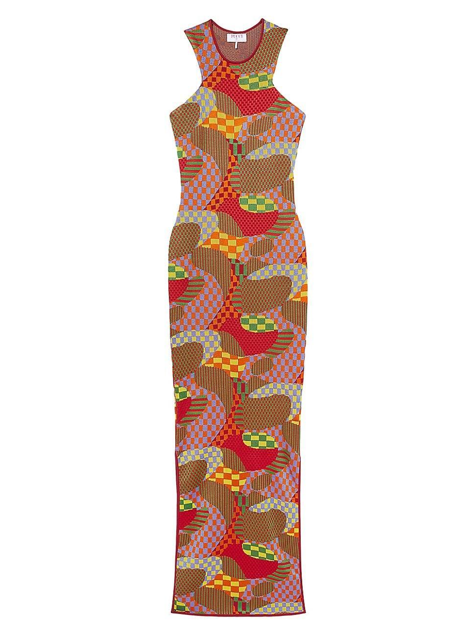 Womens Checkered Jacquard Maxi Dress Product Image