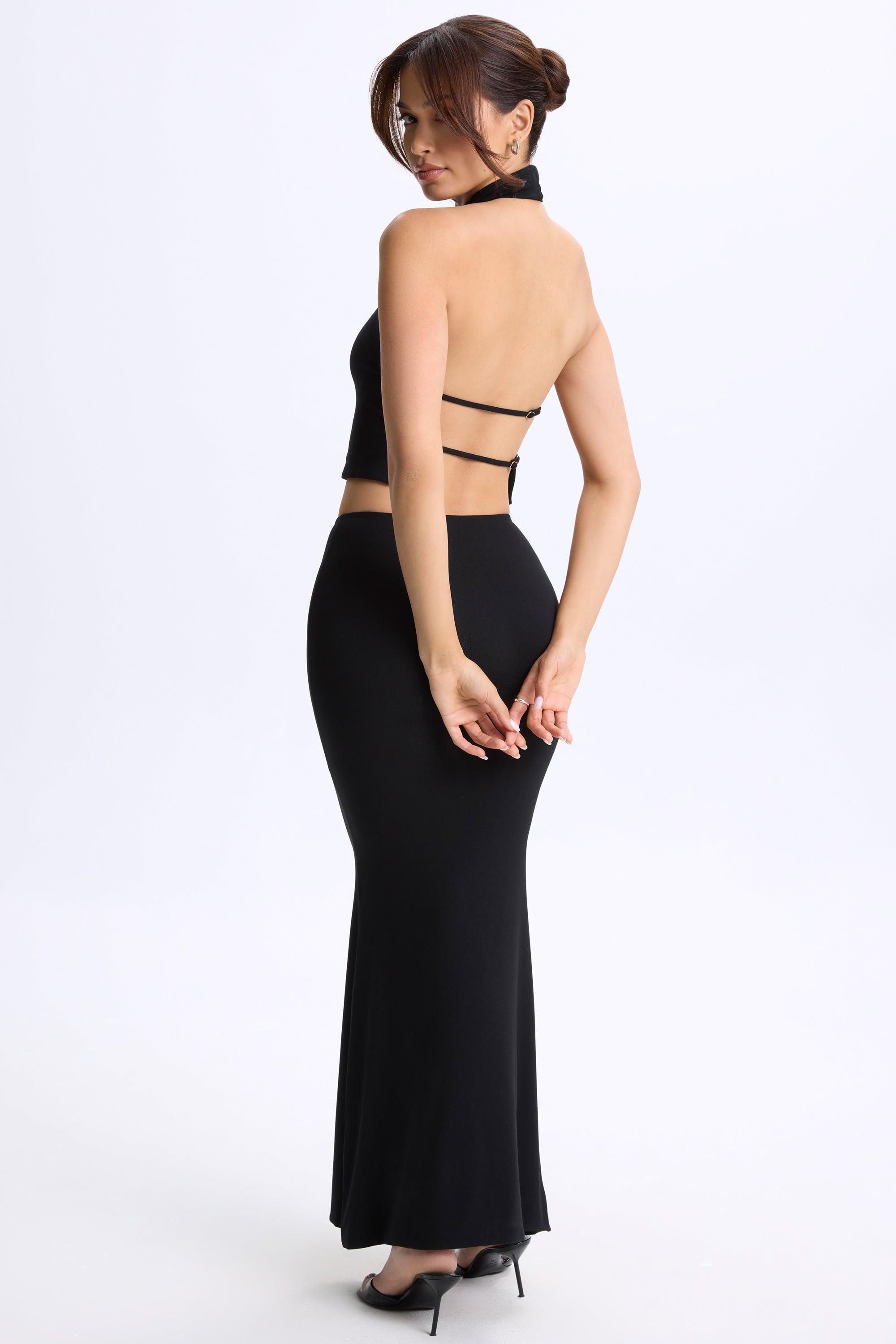 Low-Rise Maxi Skirt in Black Product Image