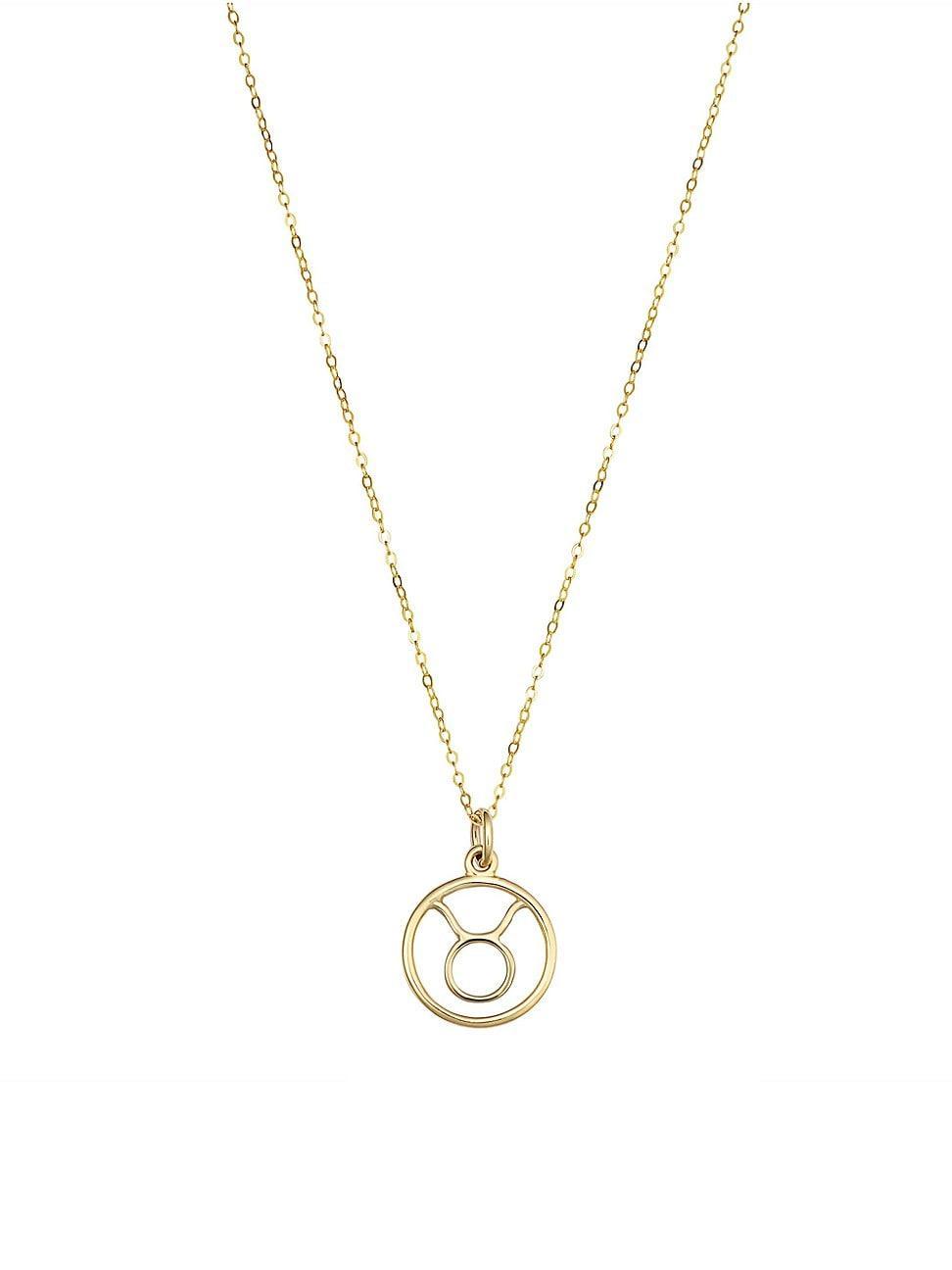 Womens 14K Yellow Solid Gold Zodiac Pendant Necklace Product Image