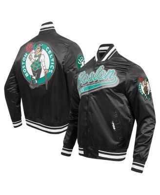 Mens Pro Standard Black Boston Celtics Script Tail Full-Snap Satin Varsity Jacket Product Image