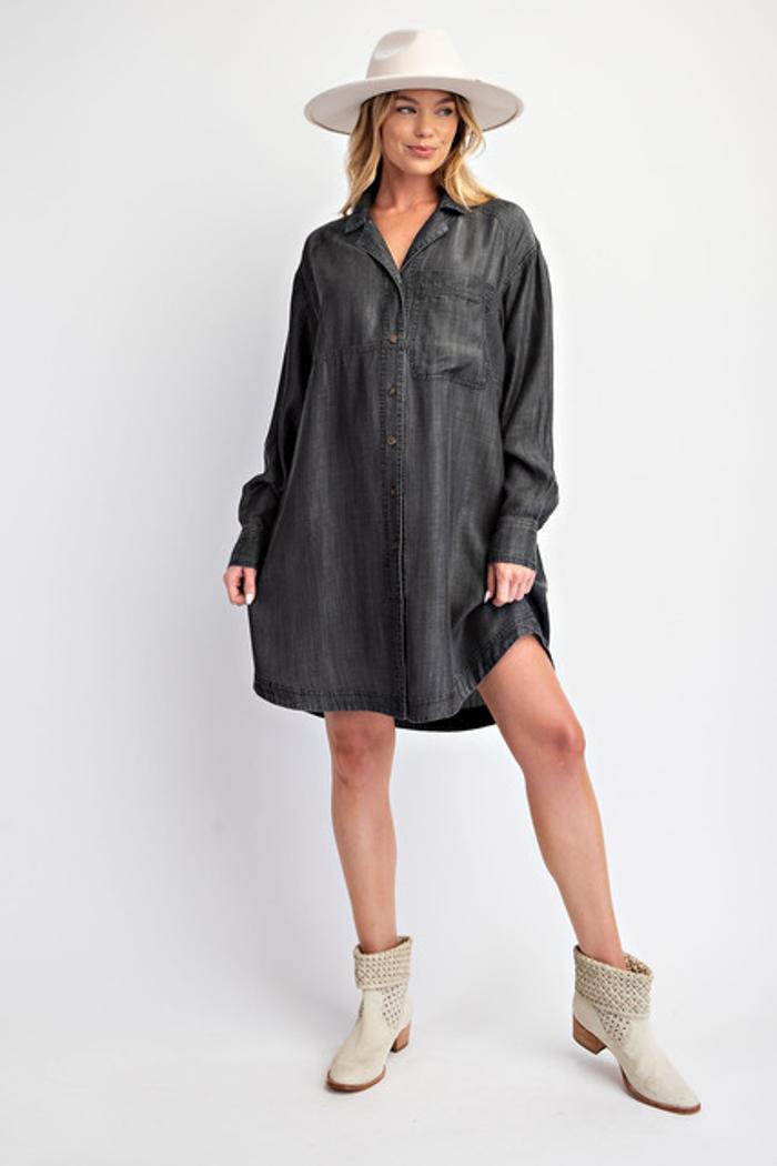 Washed Chambray Western-style Dress Product Image