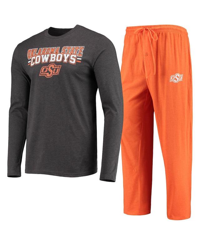 Mens Concepts Sport /Heathered Charcoal Oklahoma State Cowboys Meter Long Sleeve T-Shirt & Pants Sleep Set Product Image