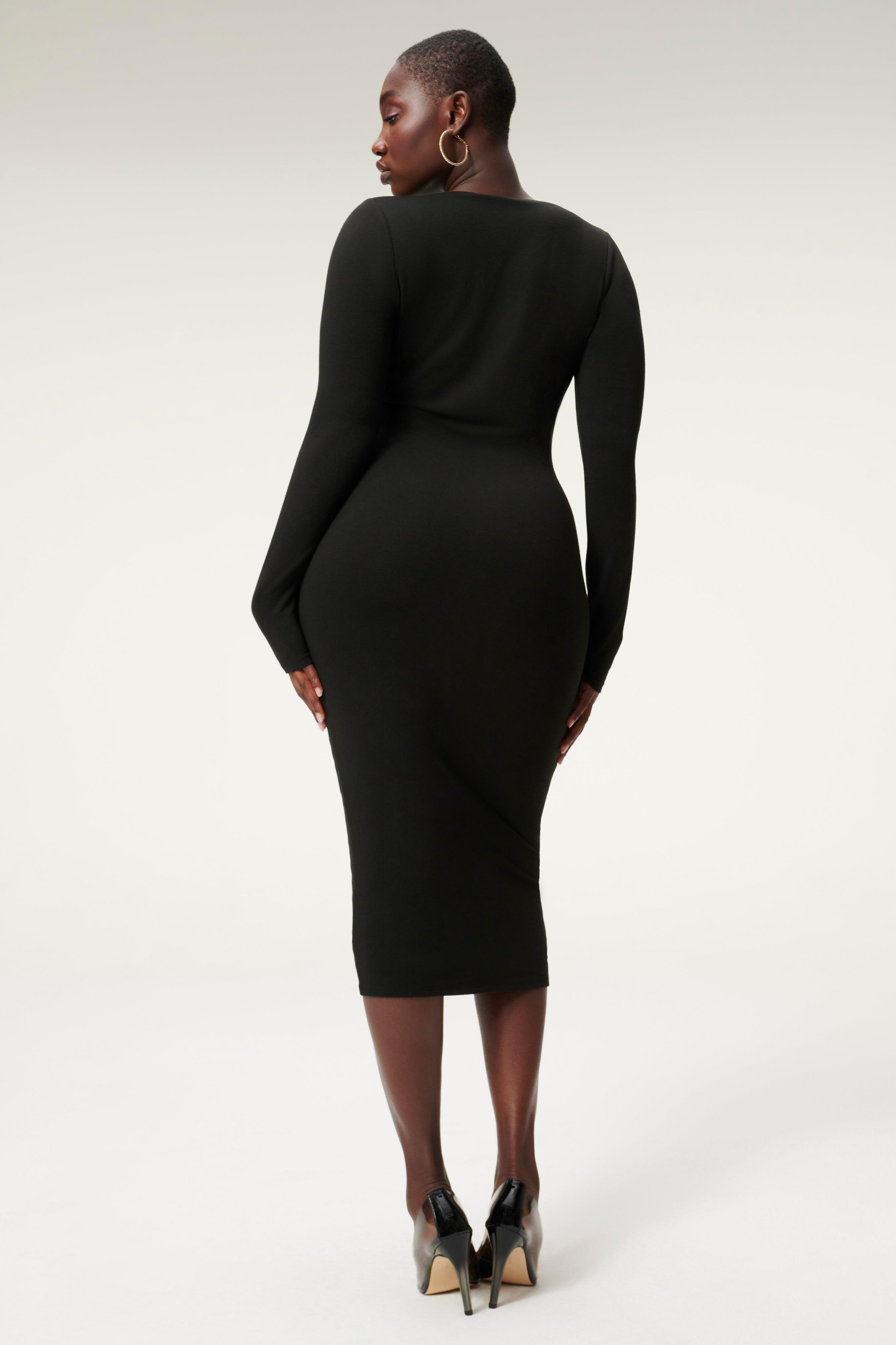 U RING MIDI DRESS | BLACK001 Product Image