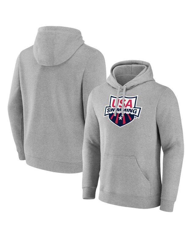 Fanatics Mens Heather Gray Usa Swimming Logo Pullover Hoodie Product Image