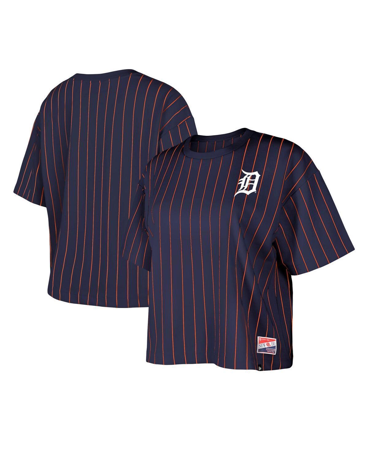 Womens New Era Navy Detroit Tigers Boxy Pinstripe T-shirt Product Image