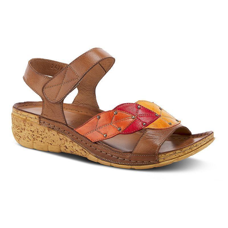 Spring Step Leaf Womens Leather Wedge Sandals Product Image