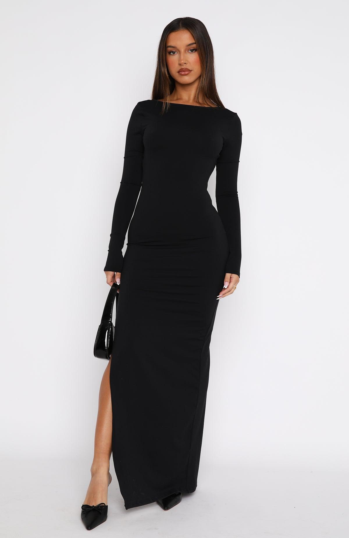 Every Night Long Sleeve Maxi Dress Black Product Image