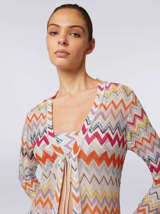 Long cardigan cover-up with zigzag pattern and lurex Multicoloured | Missoni Product Image