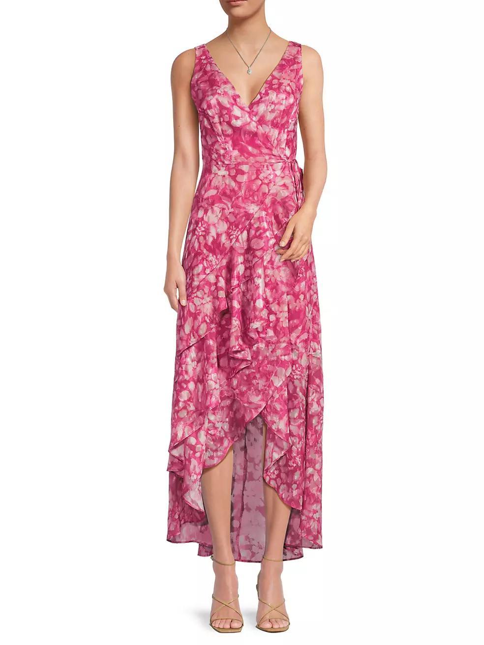 Isadora Floral Wrap High-Low Dress Product Image