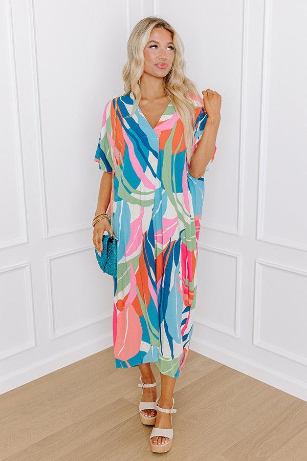 Coastal Breeze Linen-Blend Caftan Midi Product Image