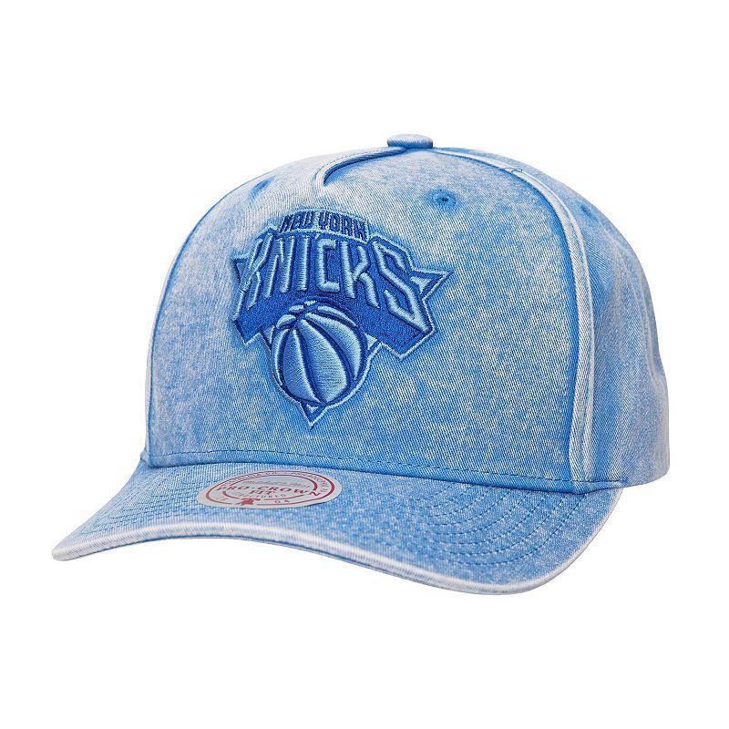 Mitchell & Ness Mens Blue New York Knicks Washed Out Tonal Logo Snapback Hat Product Image