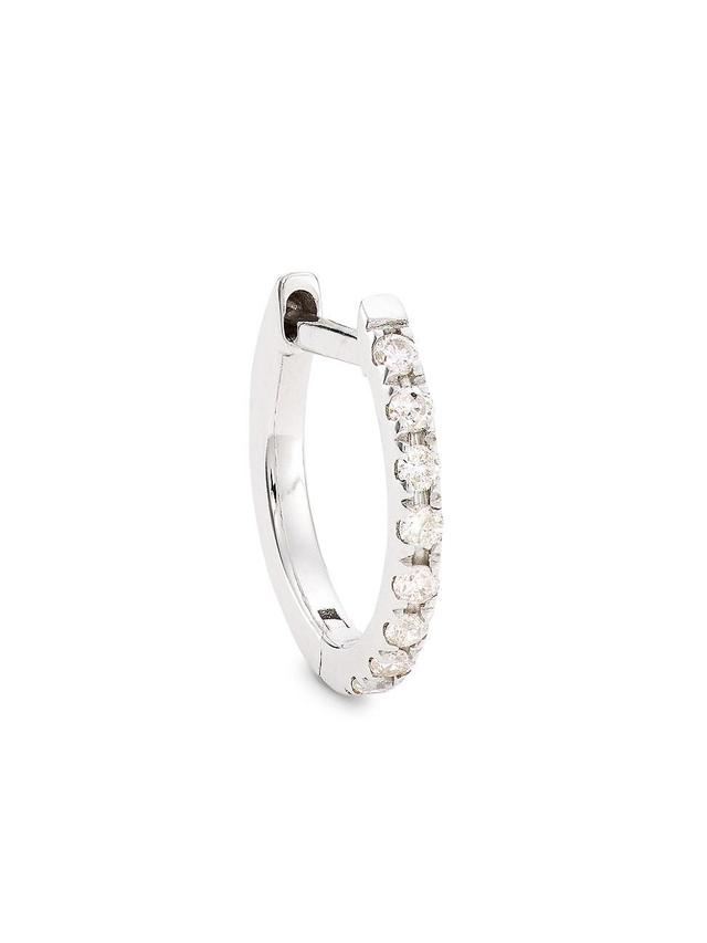 Womens Be Mine 18K White Gold & Diamond Huggie Hoop Earring Product Image