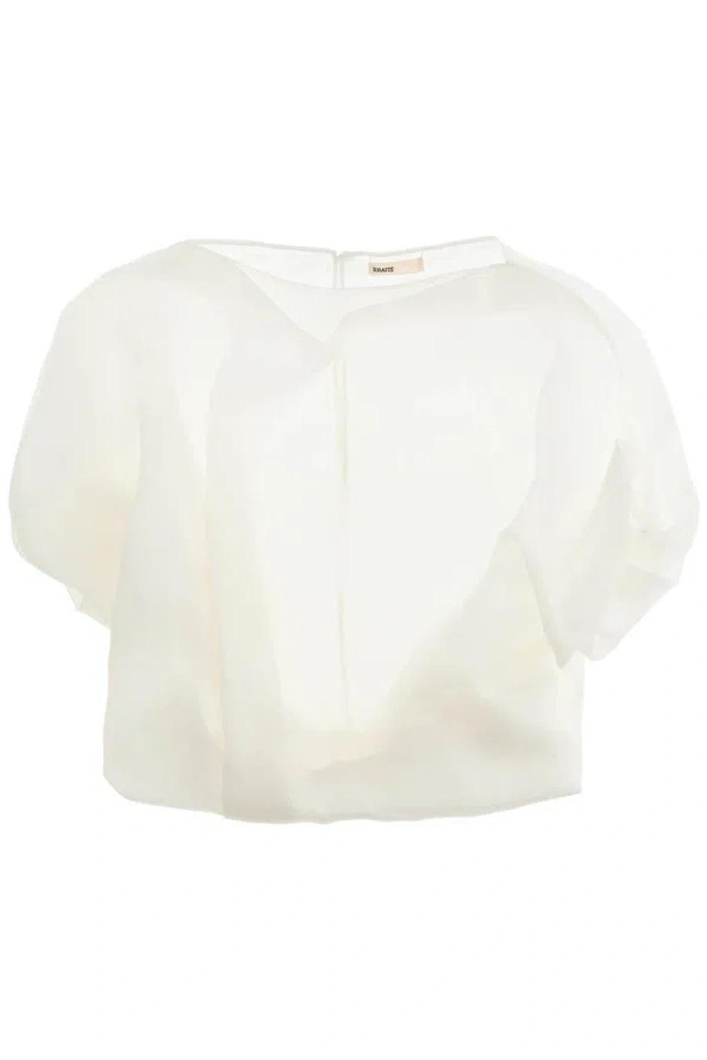 KHAITE Silk Top Rounded Puff Sleeves In White Product Image